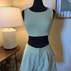 SHEIN Olive Checkered Two-Piece Set